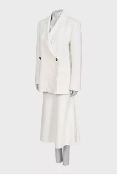 White suit with a skirt, jacket and vest