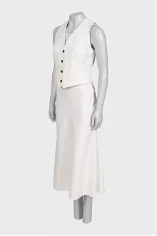 White suit with a skirt, jacket and vest