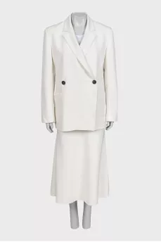 White suit with a skirt, jacket and vest