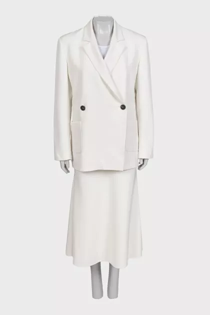 White suit with a skirt, jacket and vest