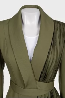 Suit of trousers with stripes and asymmetrical jacket