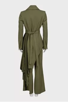 Suit of trousers with stripes and asymmetrical jacket