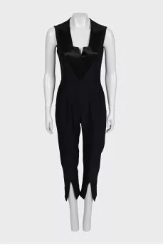 Jumpsuit with slit trousers