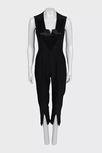 Jumpsuit with slit trousers