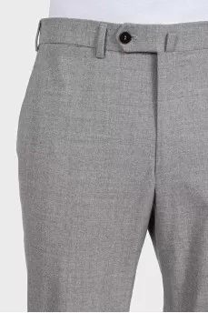 Men's straight-cut gray wool trousers