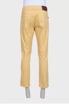 Men's yellow button-down jeans