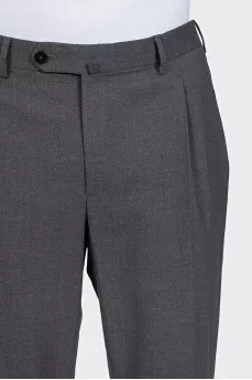 Men's grey wool mid-rise trousers