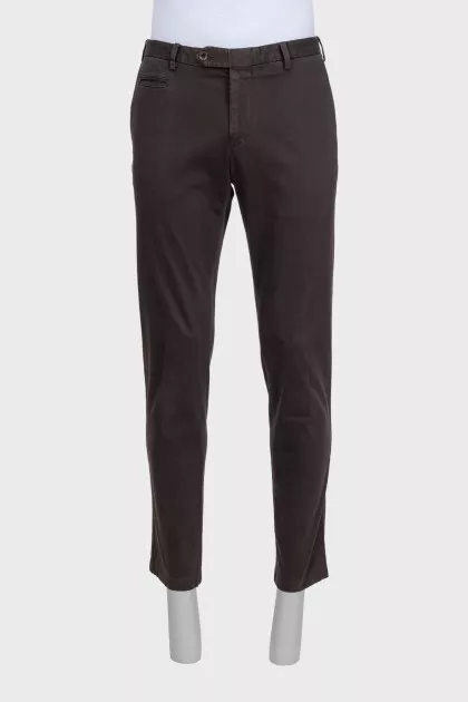 Men's brown mid-rise trousers