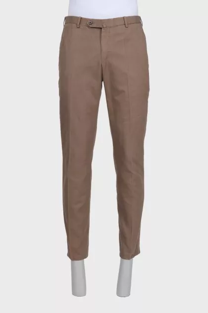 Men's straight-leg trousers in brown