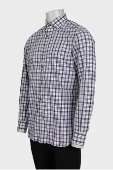 Men's taupe checkered shirt