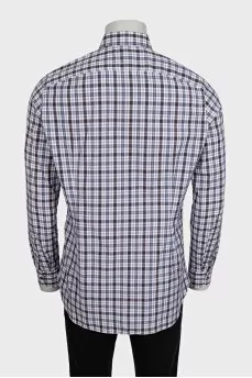 Men's taupe checkered shirt