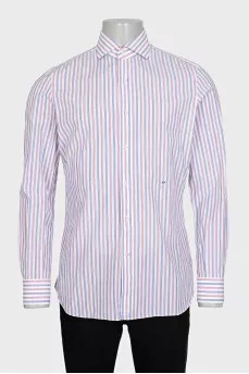 Men's straight shirt with two-tone stripes