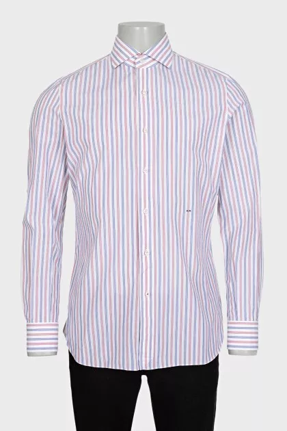 Men's straight shirt with two-tone stripes