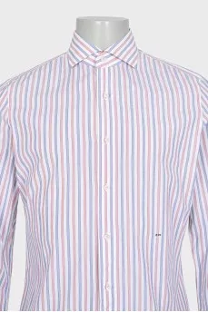 Men's straight shirt with two-tone stripes