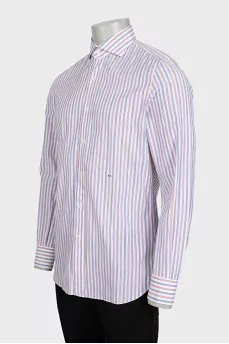 Men's straight shirt with two-tone stripes
