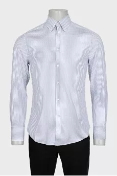 Men's white slim fit shirt with striped print