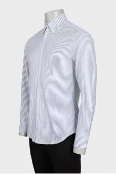 Men's white slim fit shirt with striped print