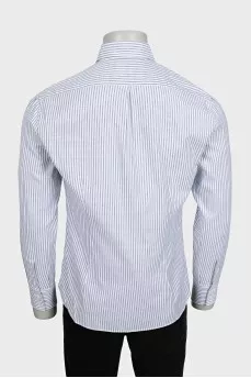 Men's white slim fit shirt with striped print