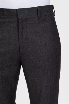 Men's black straight-leg wool and silk trousers