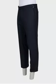 Чоловічі штани синього кольору із вовни зі стрілками