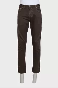 Men's brown button-down jeans