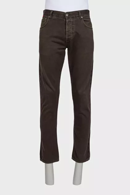 Men's brown button-down jeans