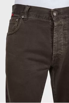 Men's brown button-down jeans