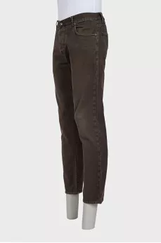Men's brown button-down jeans
