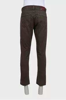 Men's brown button-down jeans