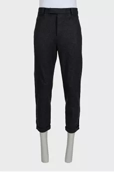 Men's gray wool trousers with cuffs