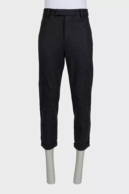 Men's gray wool trousers with cuffs