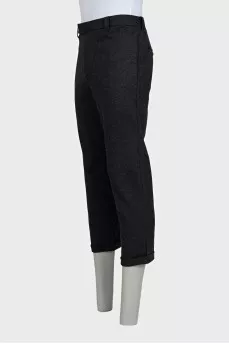 Men's gray wool trousers with cuffs