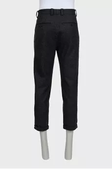 Men's gray wool trousers with cuffs