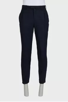 Men's straight blue trousers with cuffs