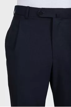 Men's straight blue trousers with cuffs