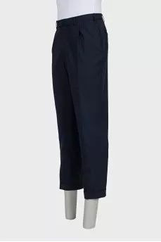 Men's straight blue trousers with cuffs
