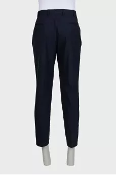 Men's straight blue trousers with cuffs