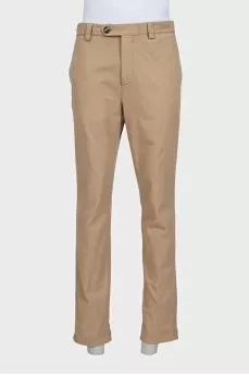 Men's beige trousers with pockets