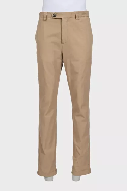 Men's beige trousers with pockets