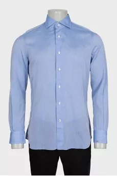 Men's light blue straight button-down shirt