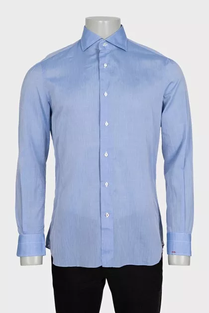 Men's light blue straight button-down shirt