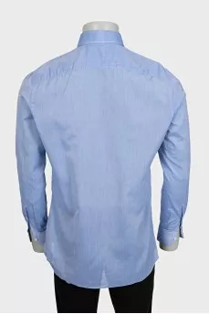 Men's light blue straight button-down shirt