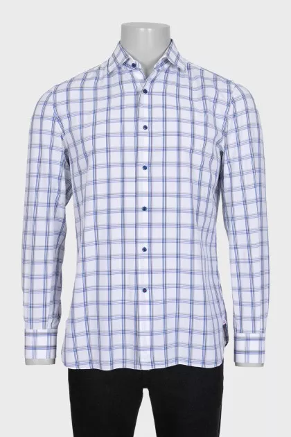 Men's straight-cut shirt in a large check pattern