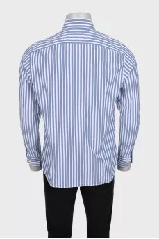 Men's blue striped straight-cut shirt