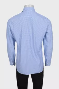 Men's light blue shirt with a checkered print