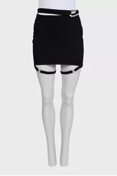 Black bodycon skirt with straps