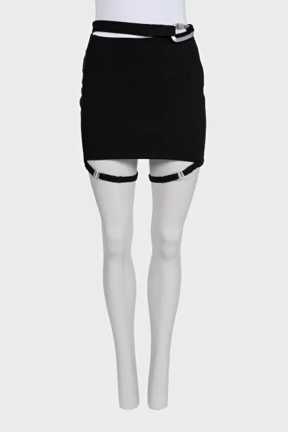 Black bodycon skirt with straps
