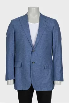 Men's blue silk and cashmere jacket
