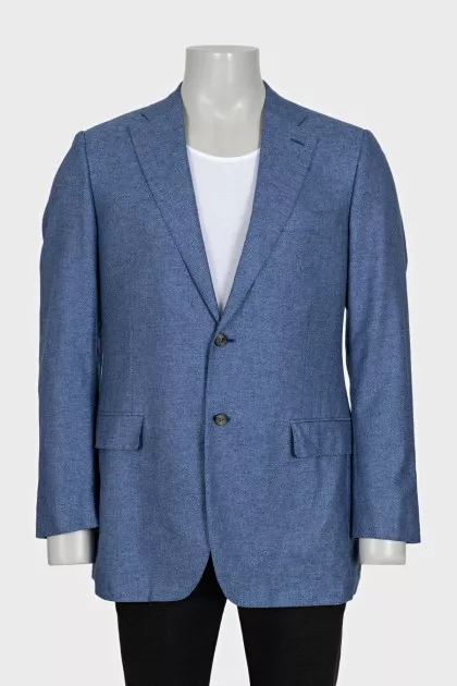 Men's blue silk and cashmere jacket