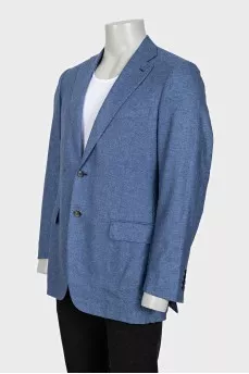Men's blue silk and cashmere jacket